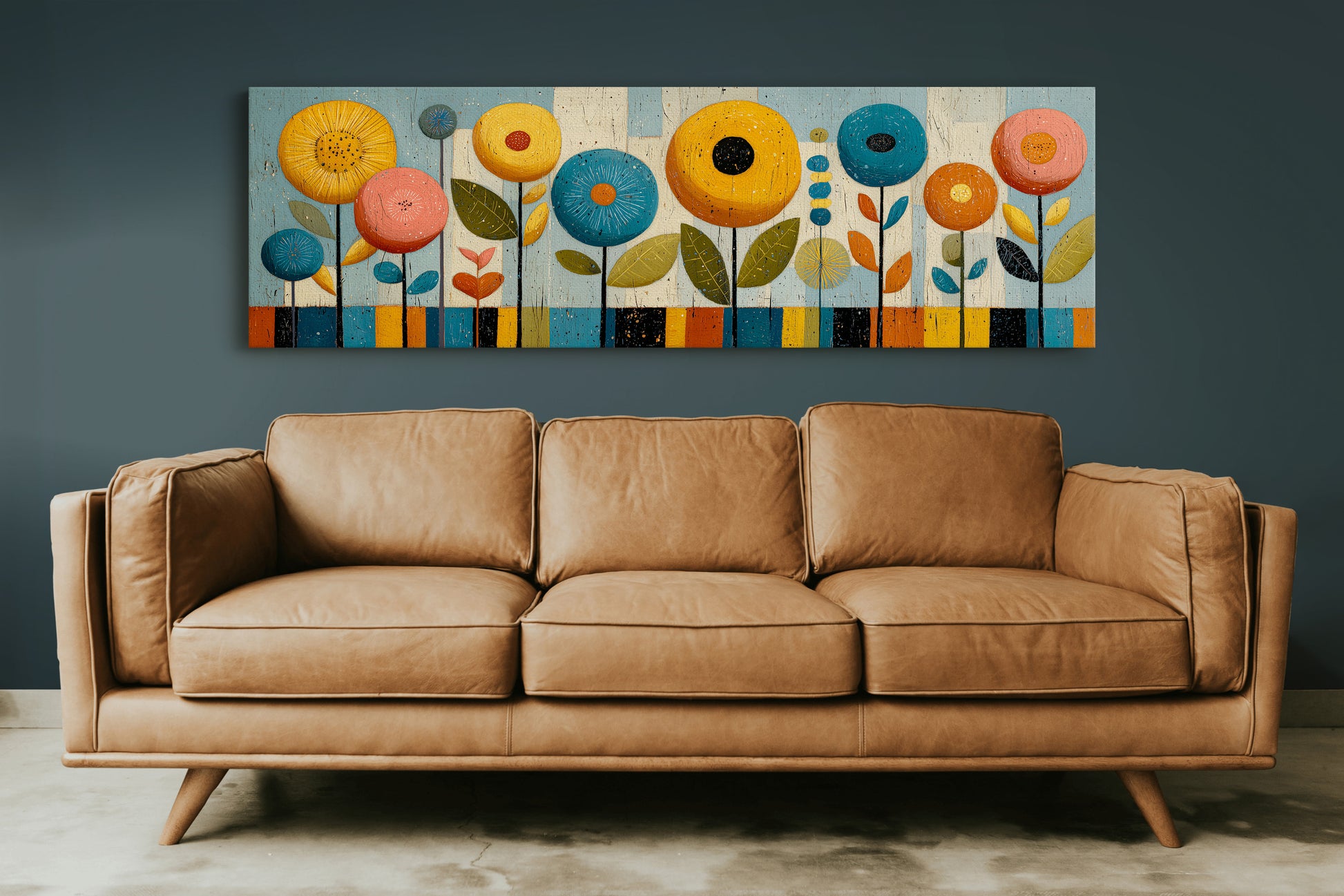 Mid Century Floral Garden in Retro Colors