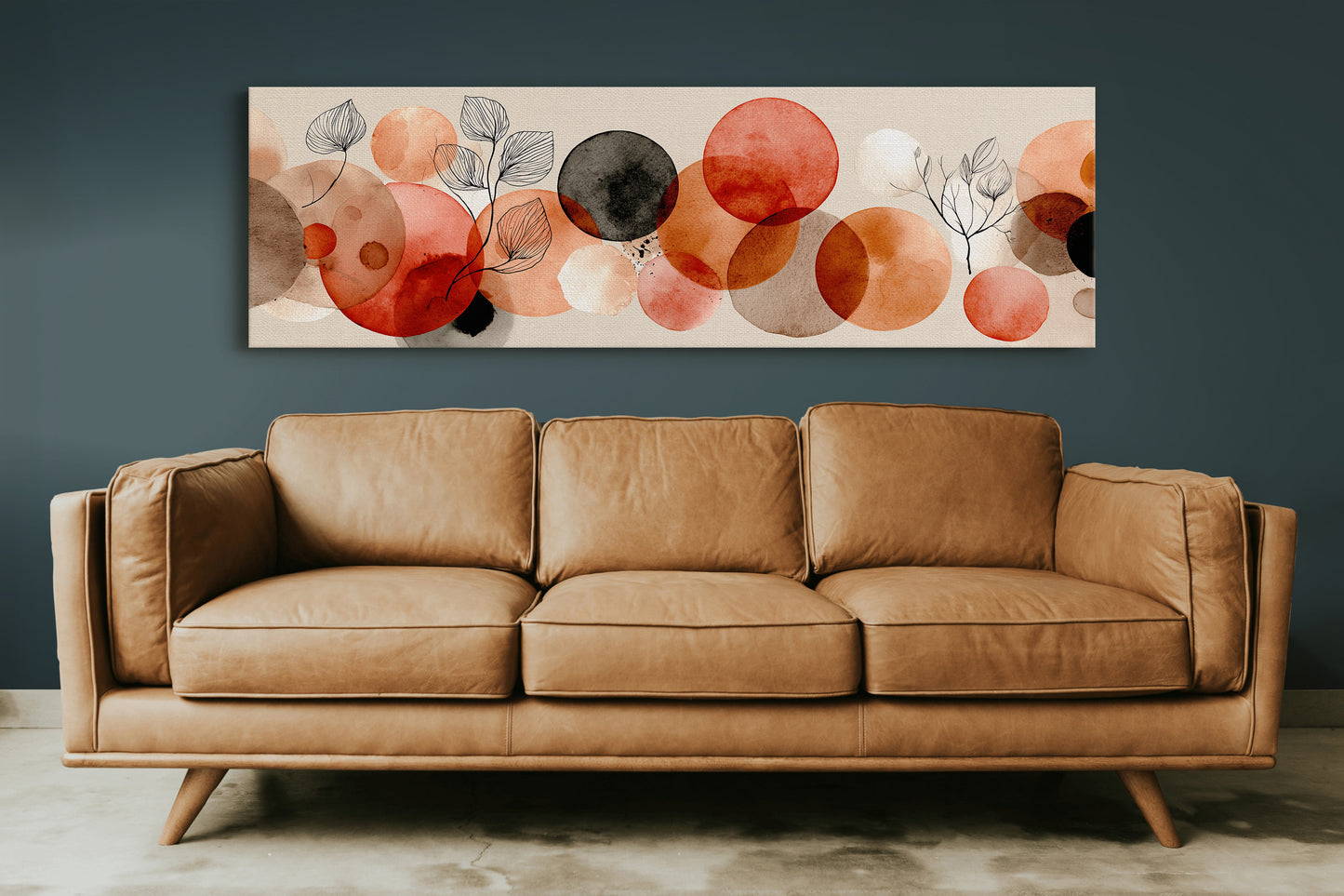 Terracotta Circles and Botanical Line Art