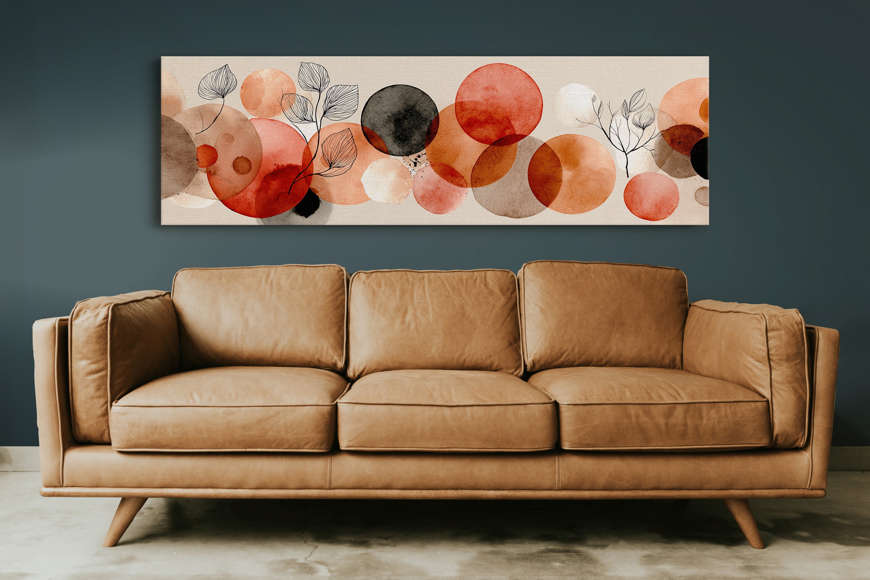 Terracotta Circles and Botanical Line Art