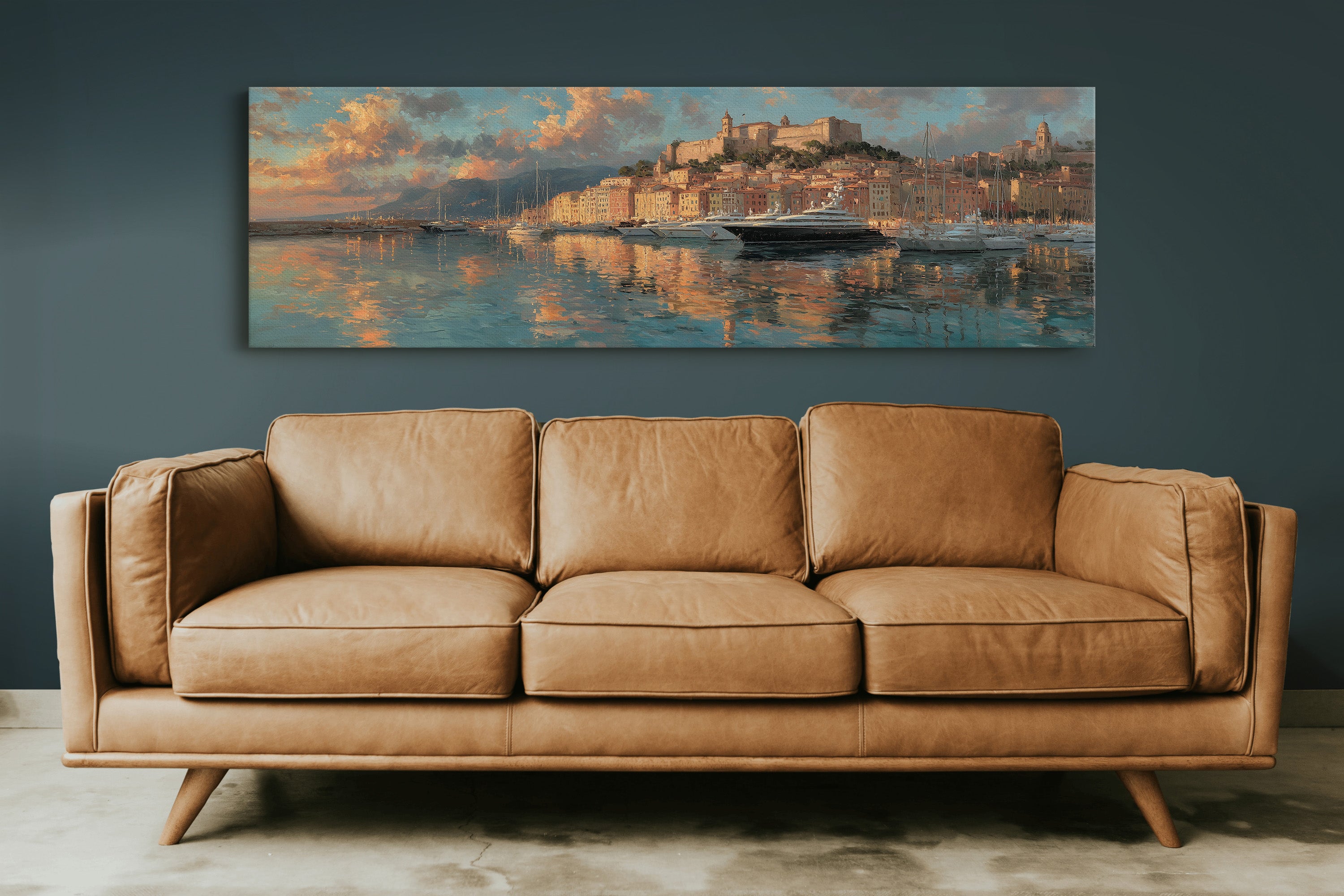 Golden Harbor at Mediterranean Sunset