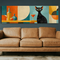 Mid Century Black Cat and Cocktail