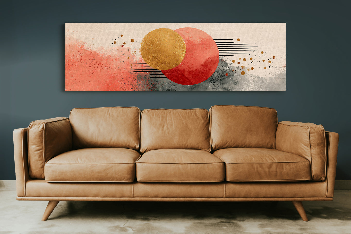 Modern Abstract Red and Gold Circles
