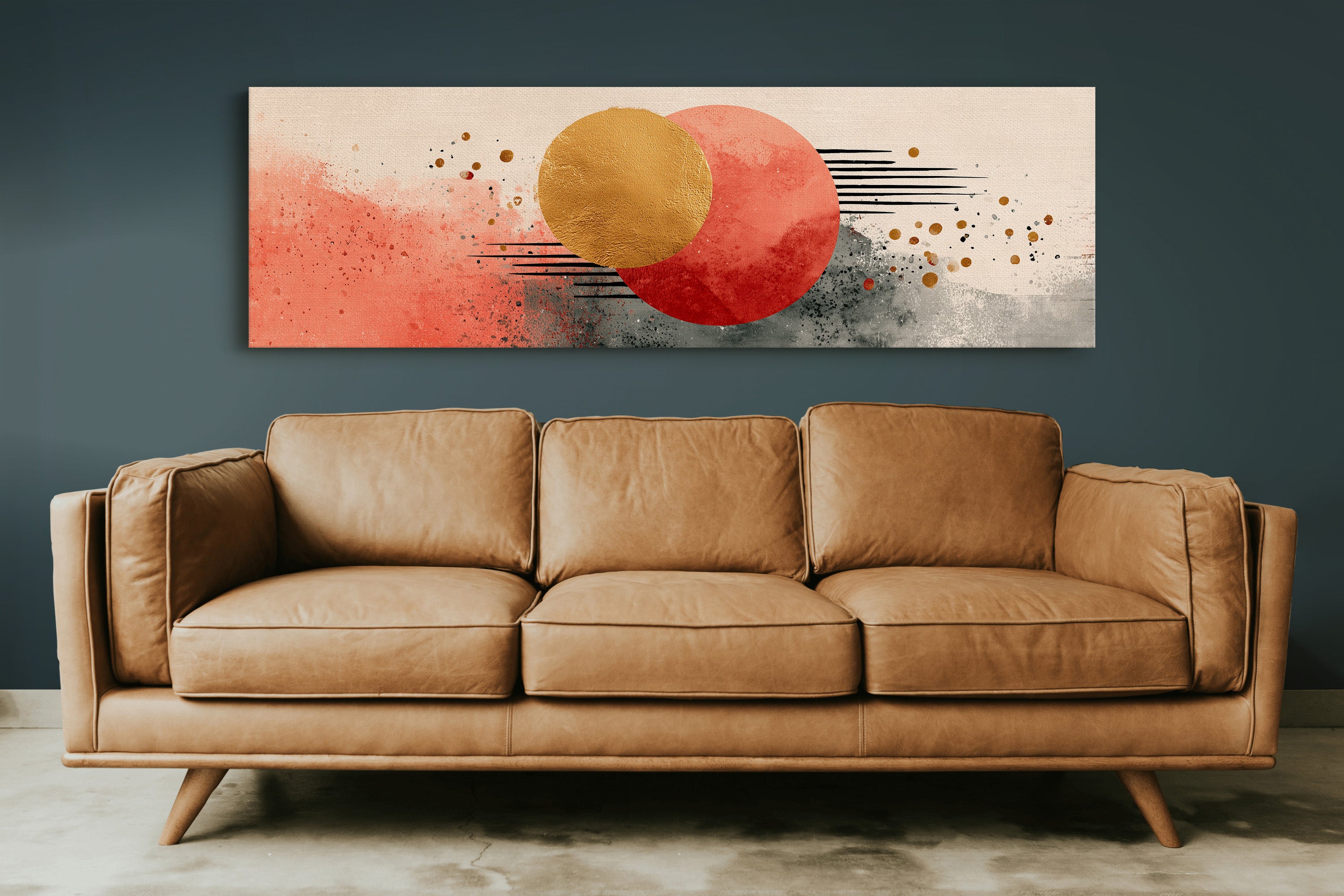 Modern Abstract Red and Gold Circles