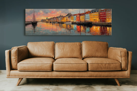 Colorful Harbor Sunset Cityscape