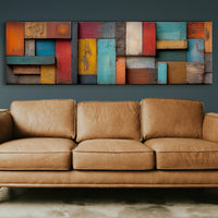 Rustic Colorful Wood Plank Abstract