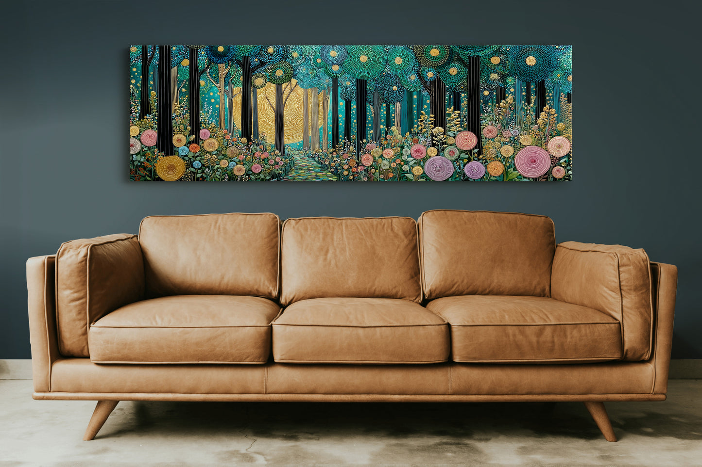 Golden Moon Through Enchanted Forest