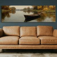 Quiet Boat on Autumn River