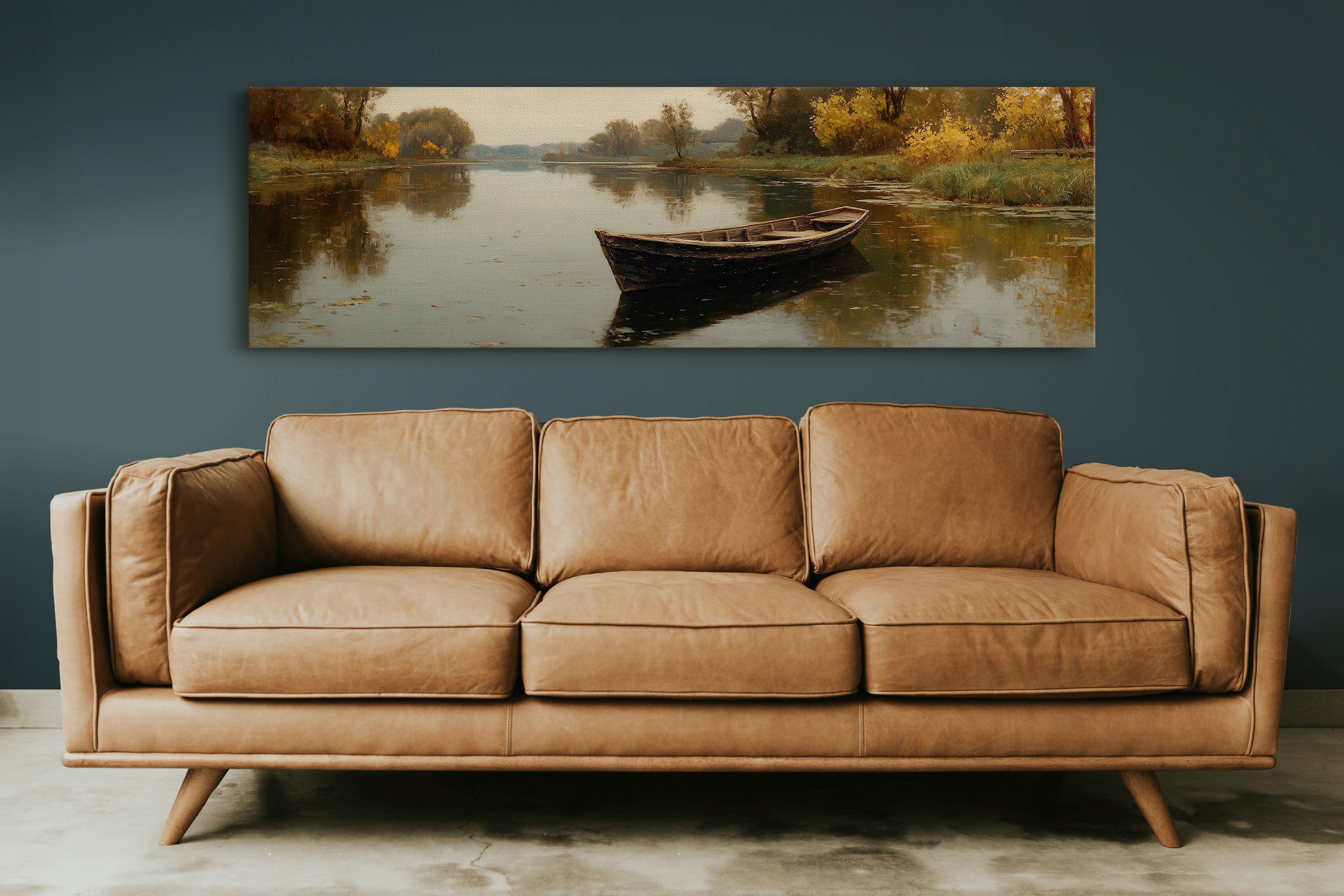 Quiet Boat on Autumn River