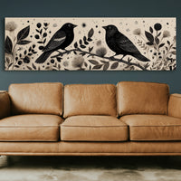 Midnight Birds Among Wildflowers