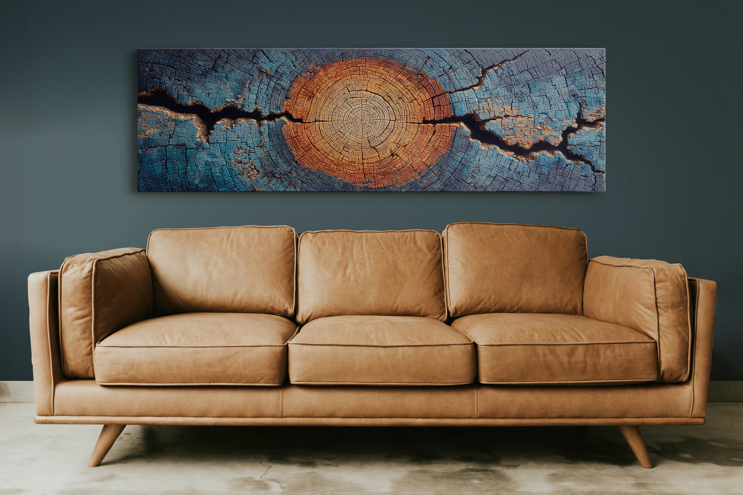 Blue and Copper Tree Ring Abstract