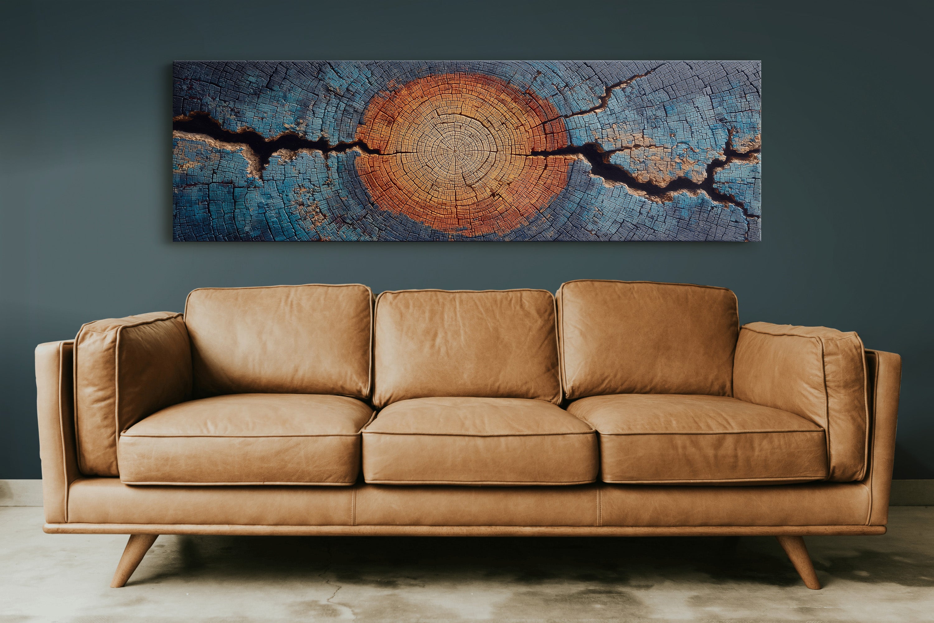 Blue and Copper Tree Ring Abstract