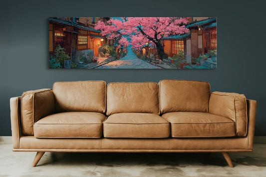 Lantern Street Beneath Cherry Blossoms