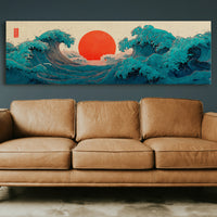 Crimson Sun Rising Over Ocean Waves