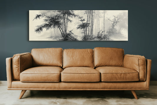 Misty Bamboo Grove Ink Landscape