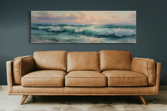 Golden Light Over Rolling Ocean Waves