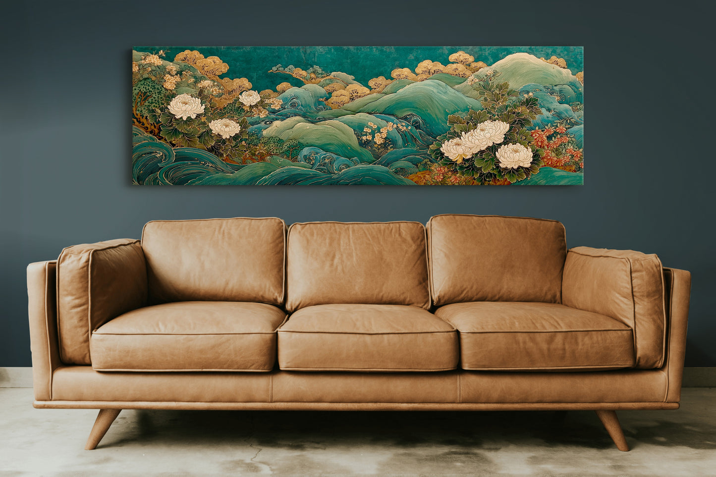Golden Blooms Above Emerald Waves