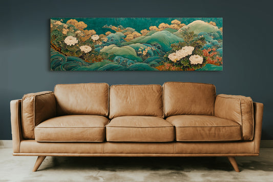 Golden Blooms Above Emerald Waves