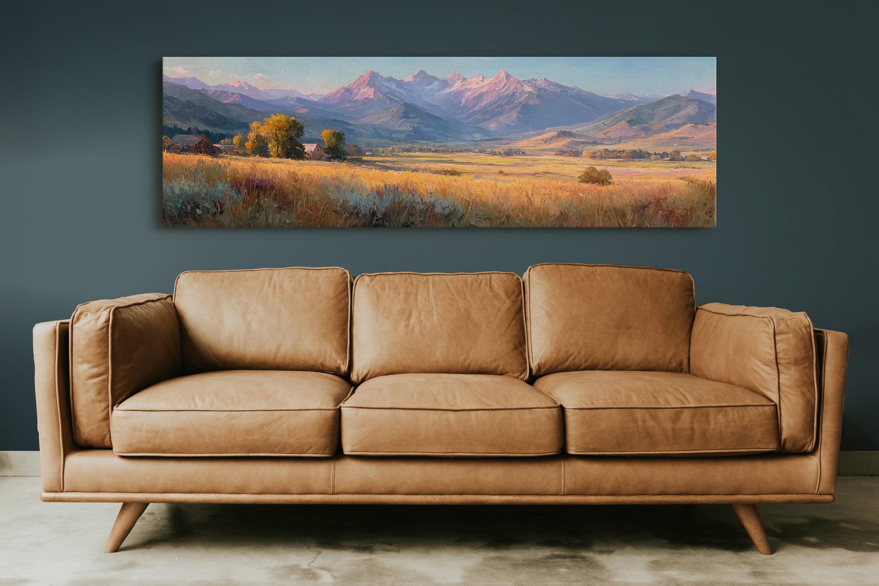 Golden Fields Beneath Mountain Peaks