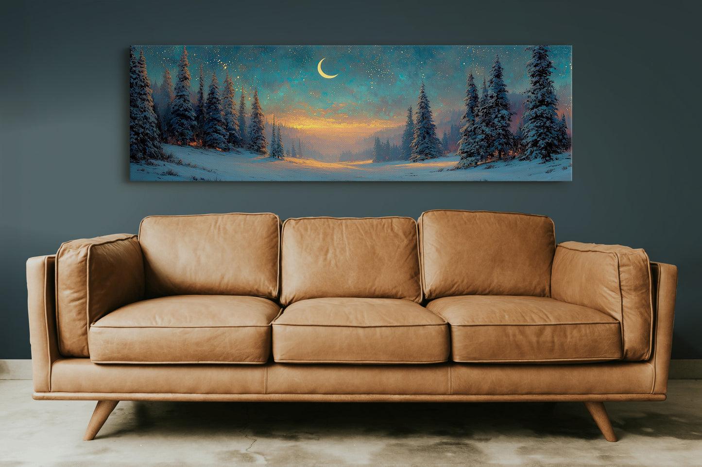Moonlit Snow Path Through Winter Pines