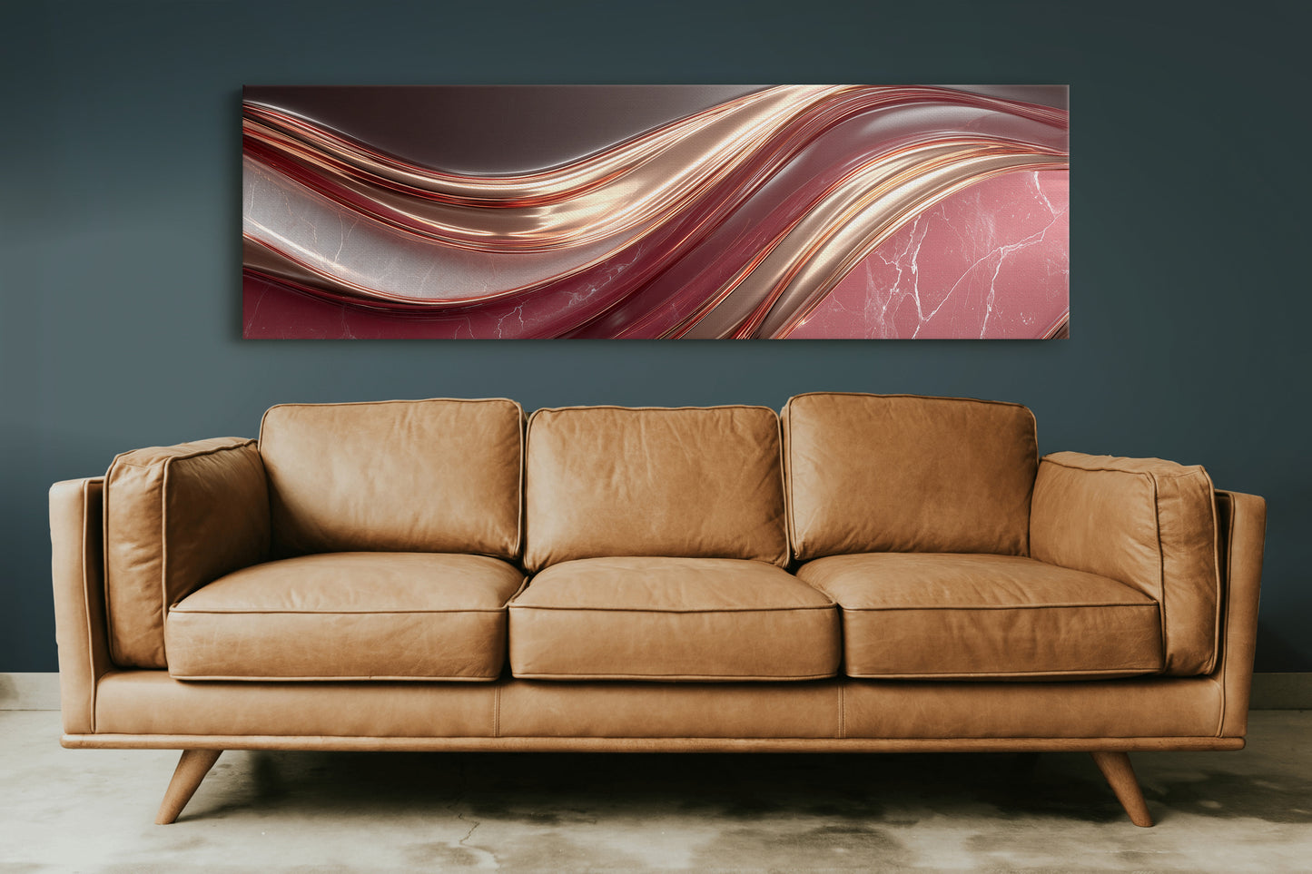 Flowing Copper Waves in Crimson Stone