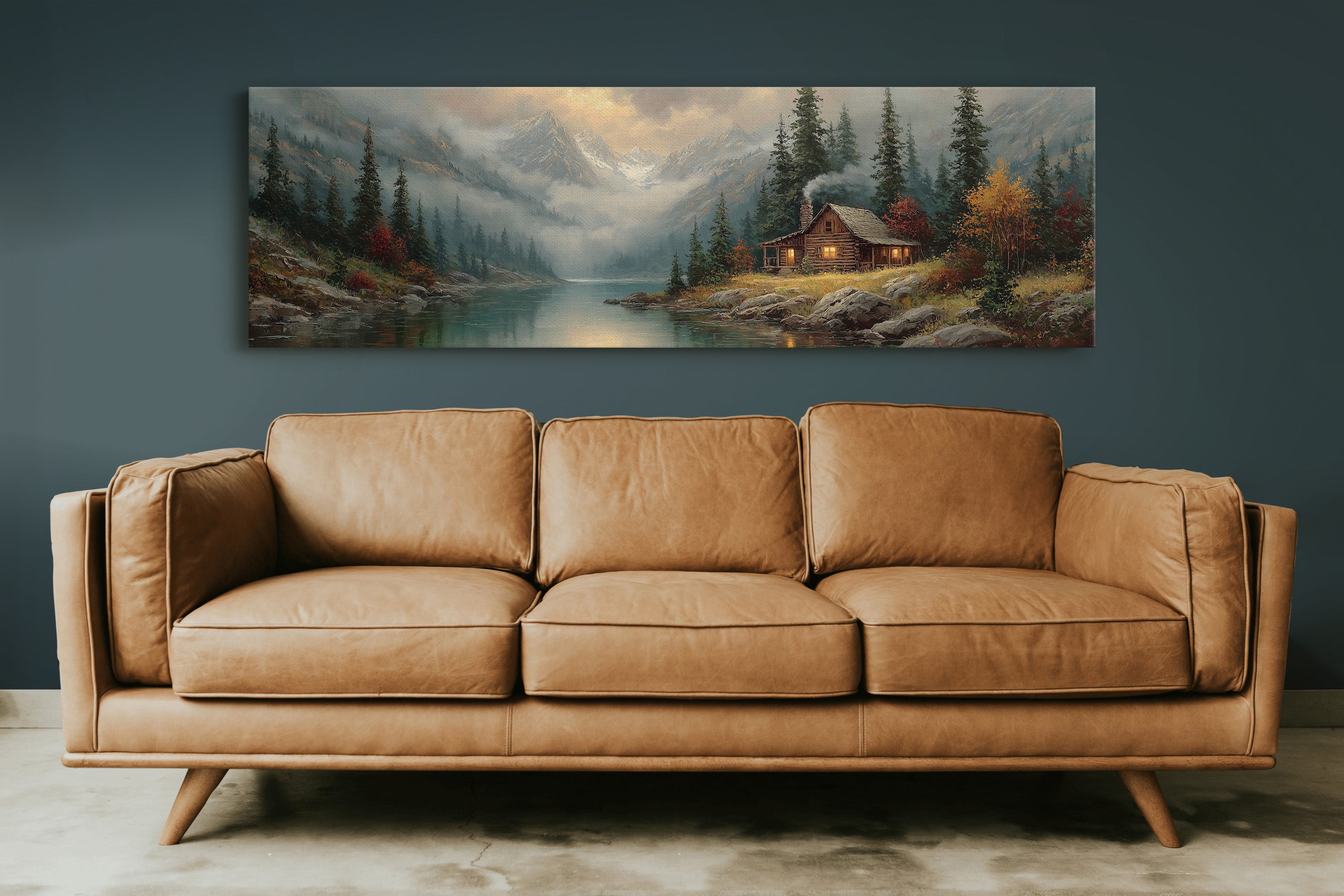 Cabin Glow In Misty Mountain Valley