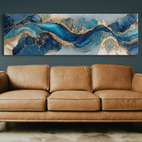 Blue And Gold Abstract Fluid Art