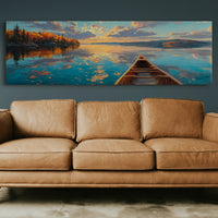Canoe Drifting Across A Golden Lake