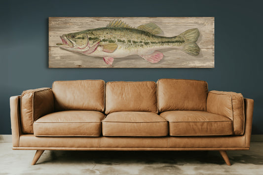 Largemouth Bass Over Rustic Wood