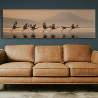 Cranes Rising Across Quiet Waters