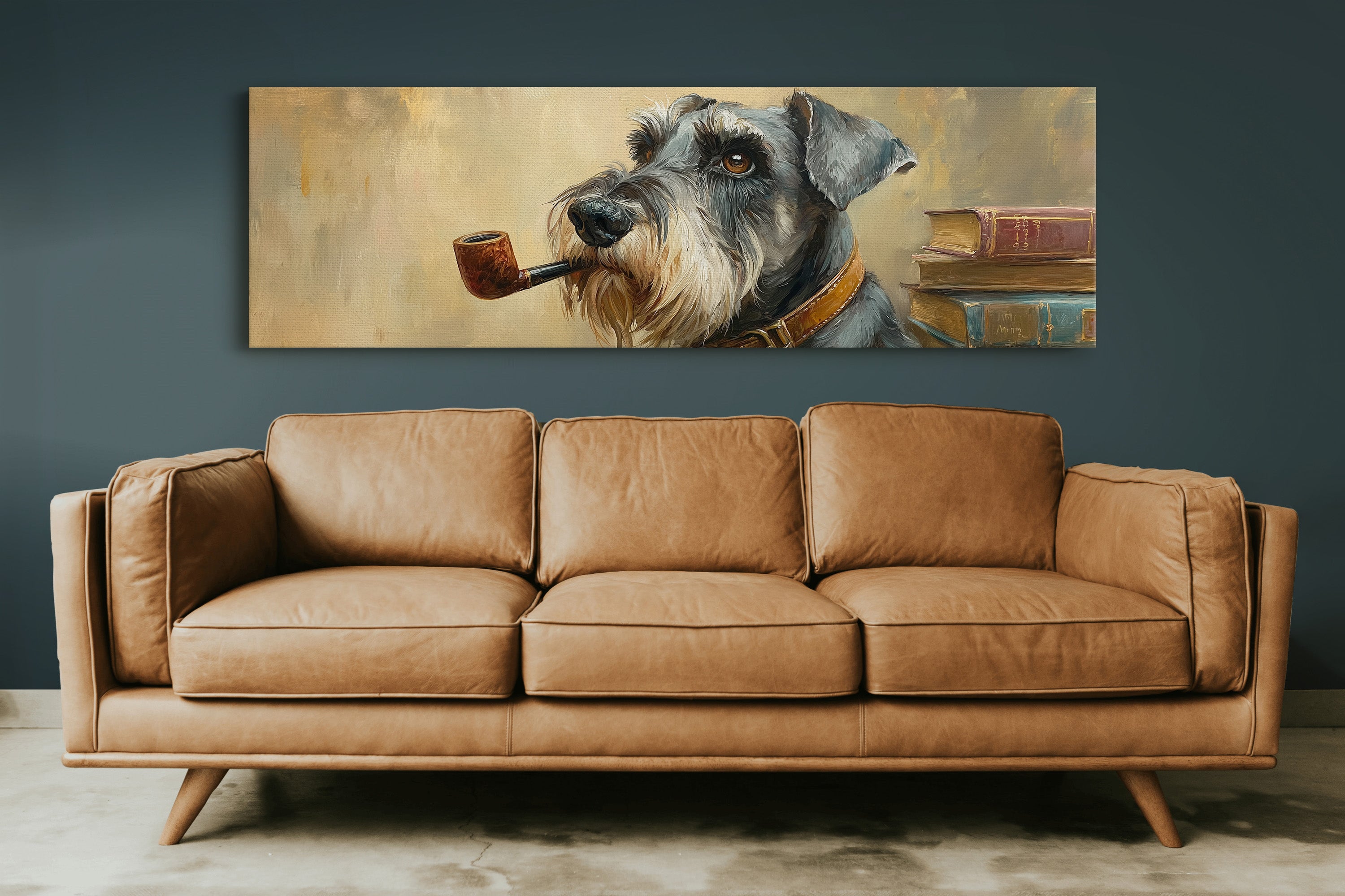Scholarly Schnauzer With Pipe