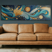 Celestial Currents In Gold And Blue