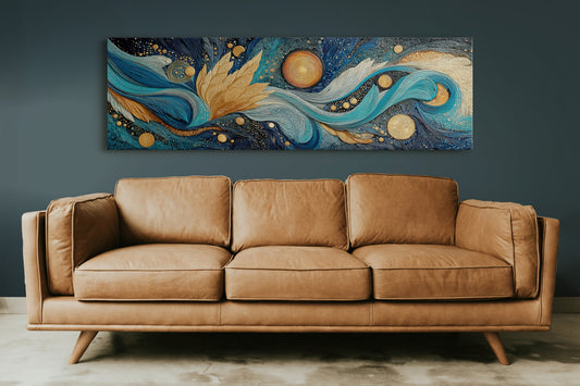 Celestial Currents In Gold And Blue