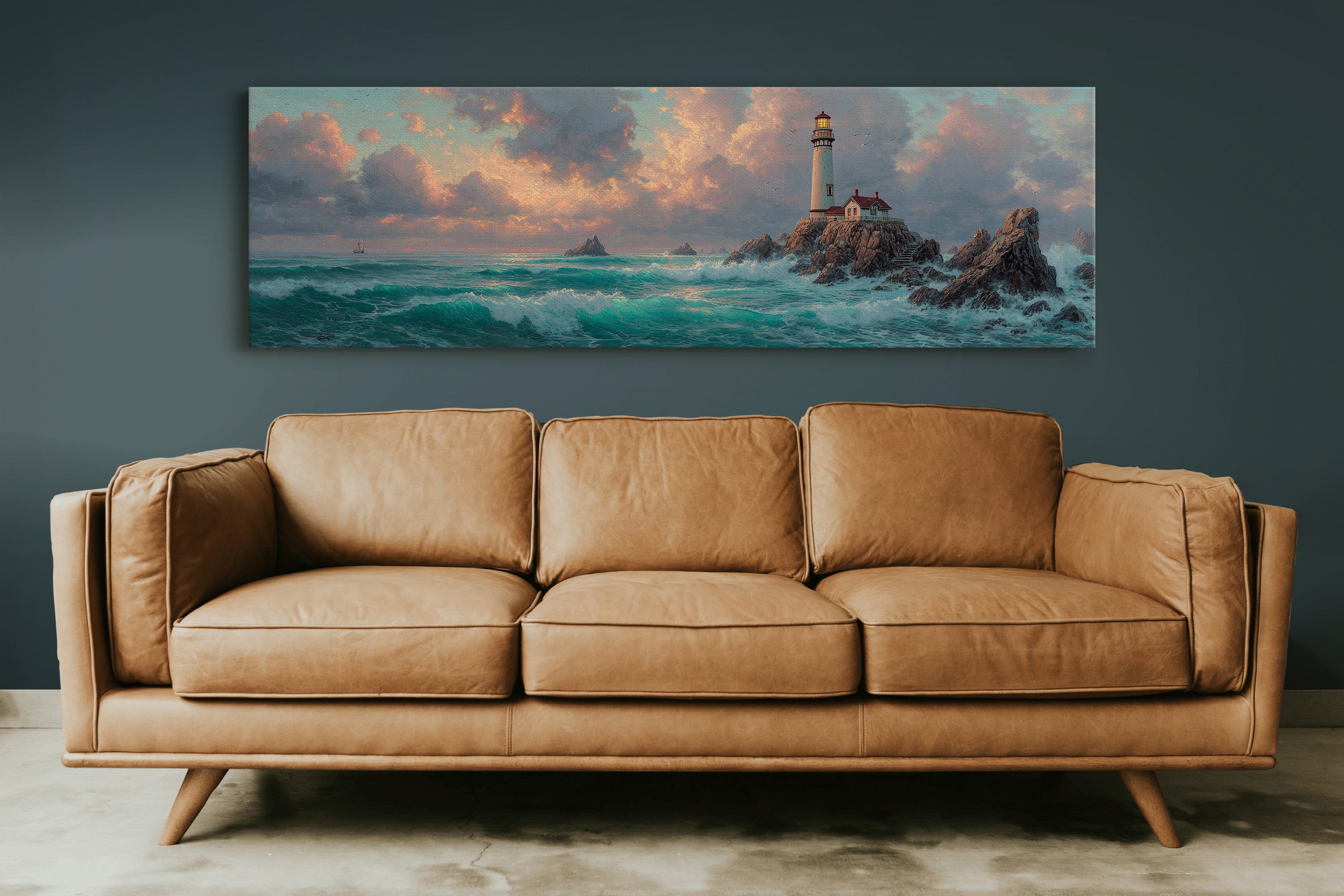 Lighthouse at Stormy Sunset