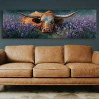 Texas Longhorn Resting in Bluebonnet Meadow