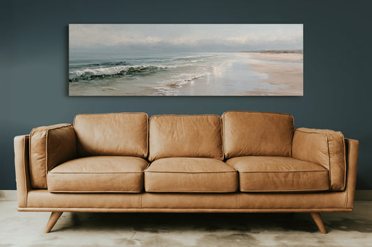 Soft Ocean Waves on a Serene Misty Shore