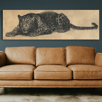 Vintage Leopard Illustration on Aged Paper Background