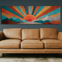 Retro Sunrise Over Painted Peaks