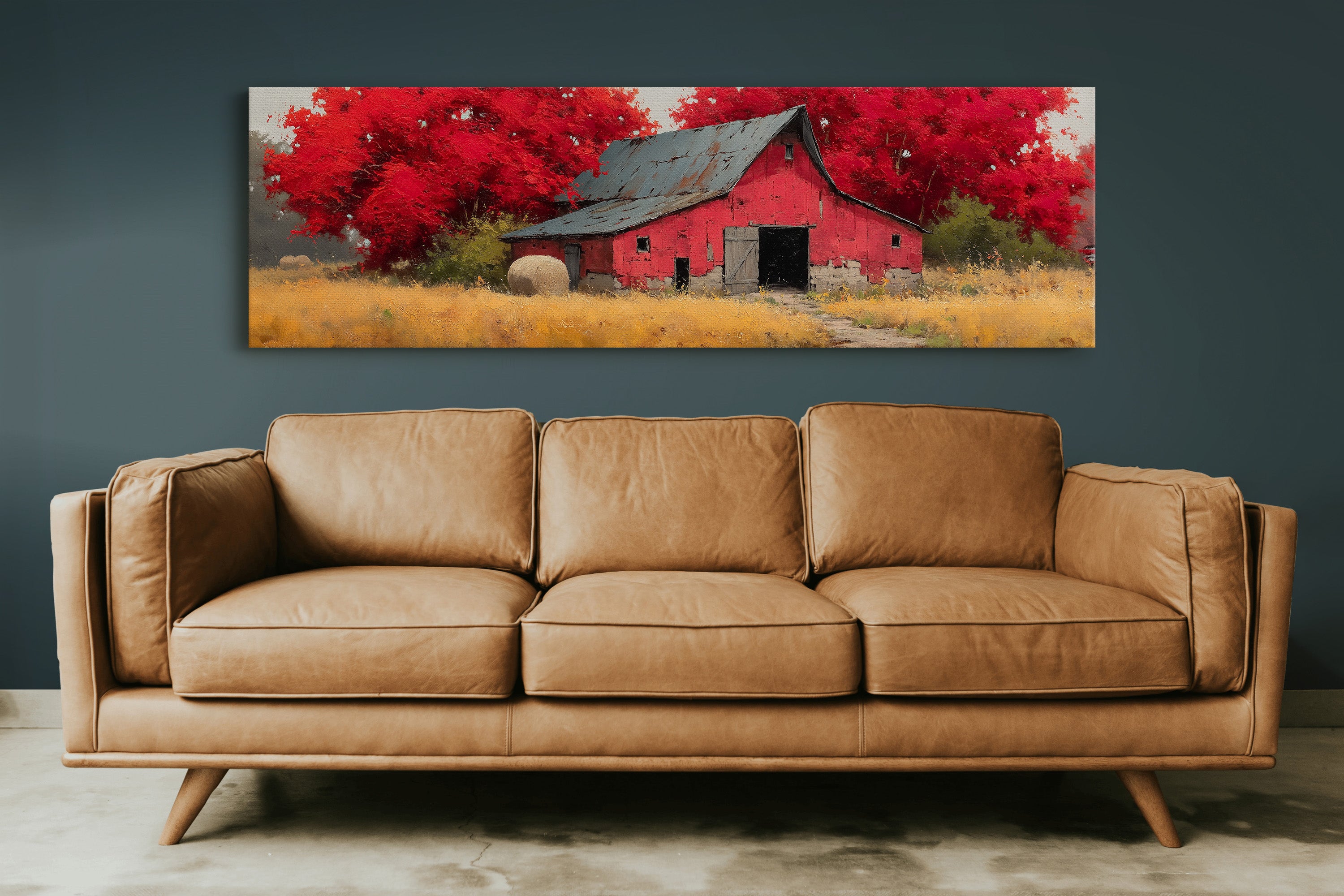 Red Barn Beneath the Autumn Blaze