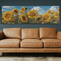 Sunflowers Beneath a Carved Sky