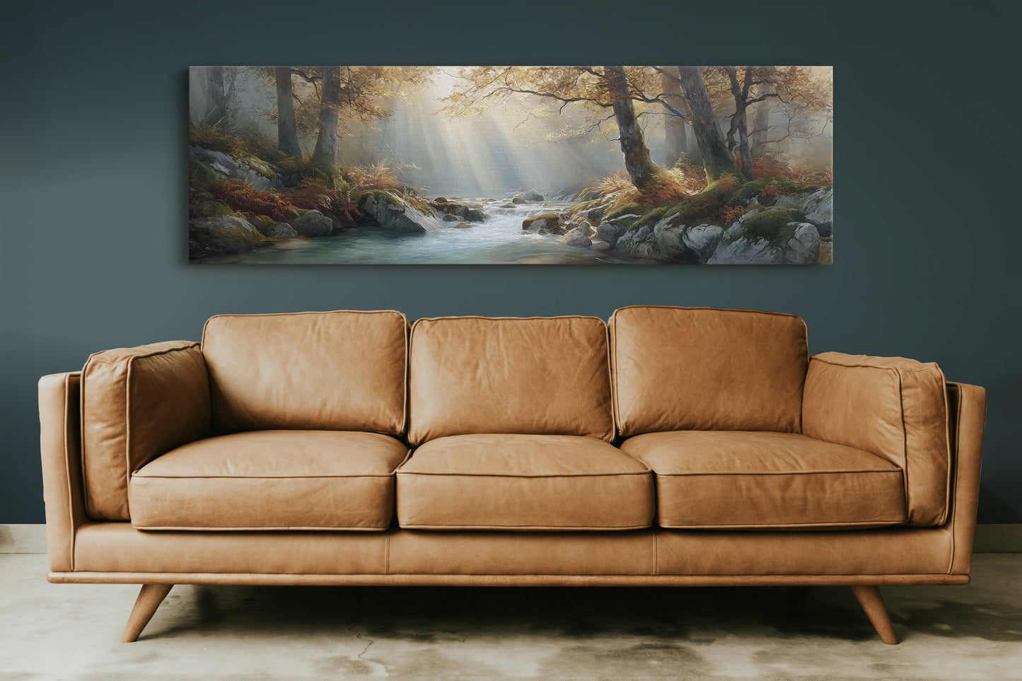 Sunbeams Over the Forest Stream
