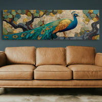 Peacock Among Painted Leaves