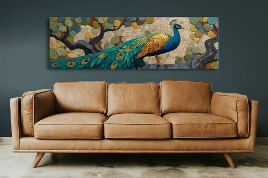 Peacock Among Painted Leaves