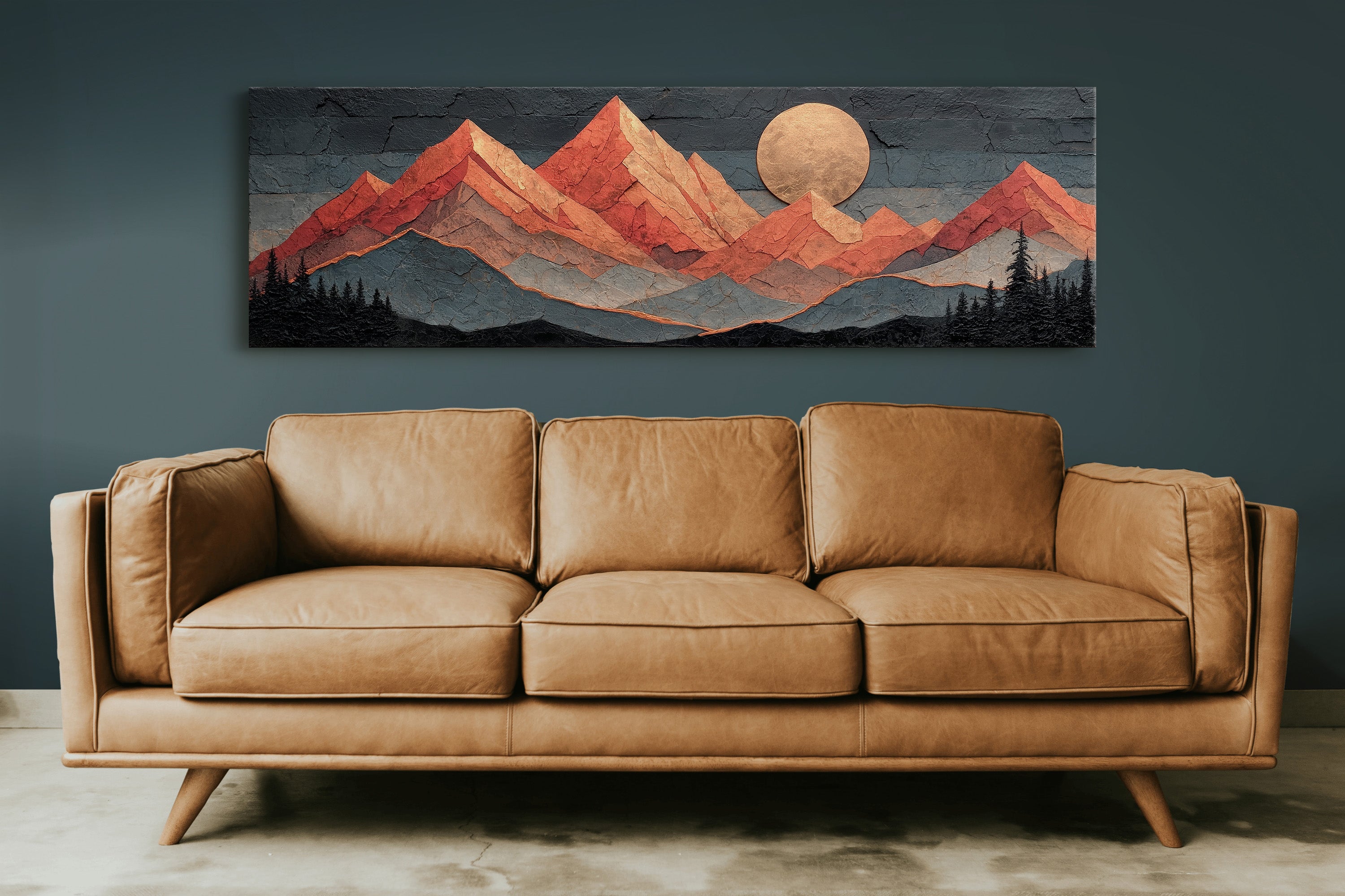 Copper Moonrise Over Ember Peaks