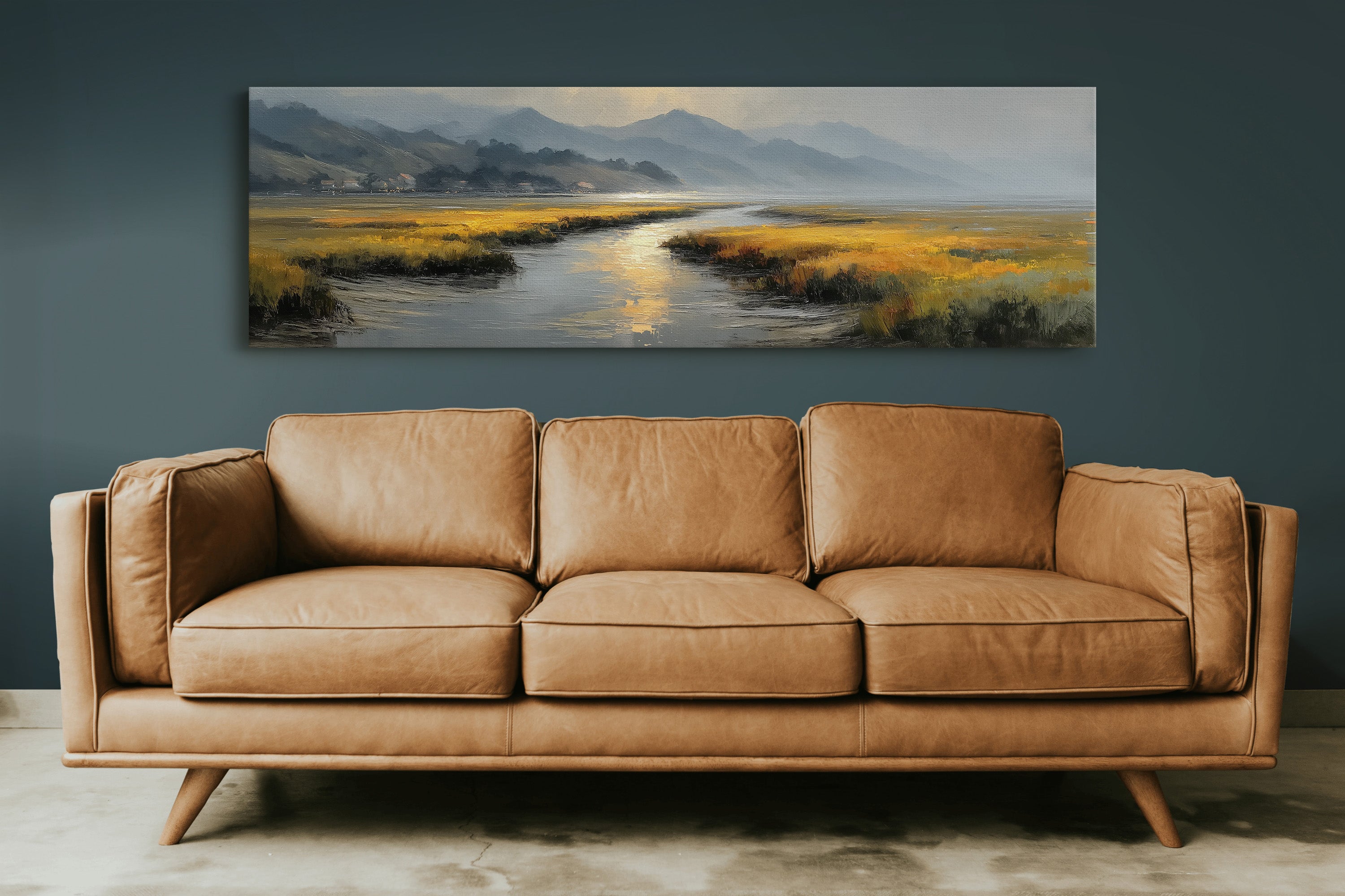 Golden Marsh Under Distant Peaks