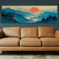 Crimson Sun Over Blue Mountain Seas