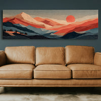 Crimson Sun Over Layered Peaks