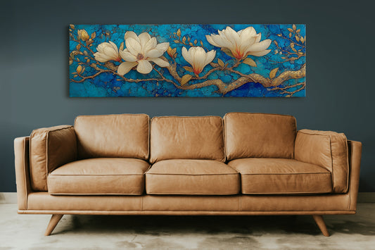 Golden Magnolia on Blue Marble