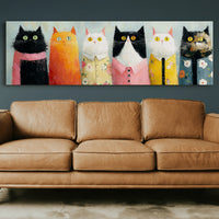 Dressed-Up Cats in a Row