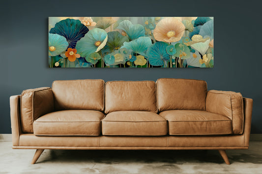 Blooming Waves of Teal and Amber