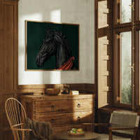 Midnight Stallion in Crimson Silk